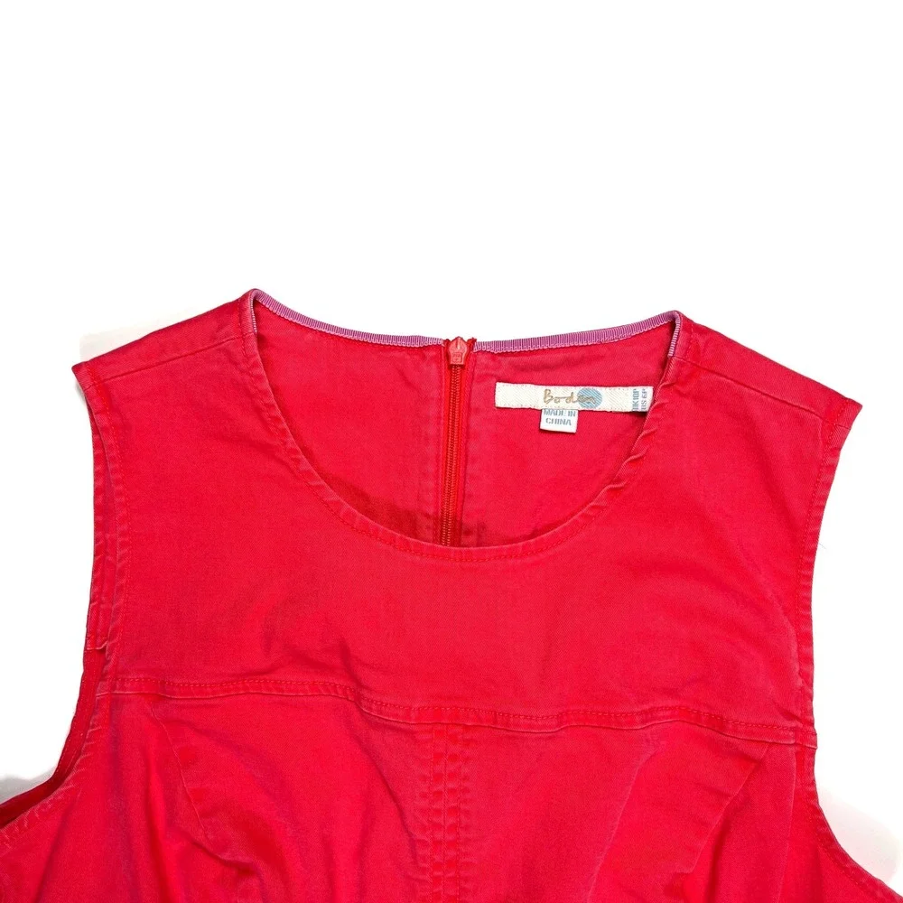 Boden Coral Pink Cotton Canvas Sleeveless Mini Dress Size 6P Pockets Chic Summer